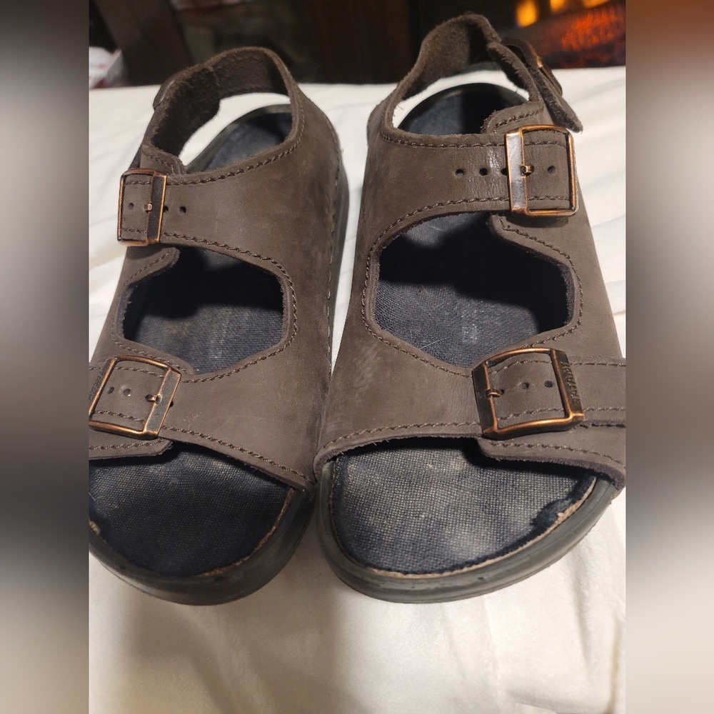 Birkenstock‎ Tatami Brown Leather Slip On Sandals Size 7 Mens Removable Insole - Picture 2 of 11